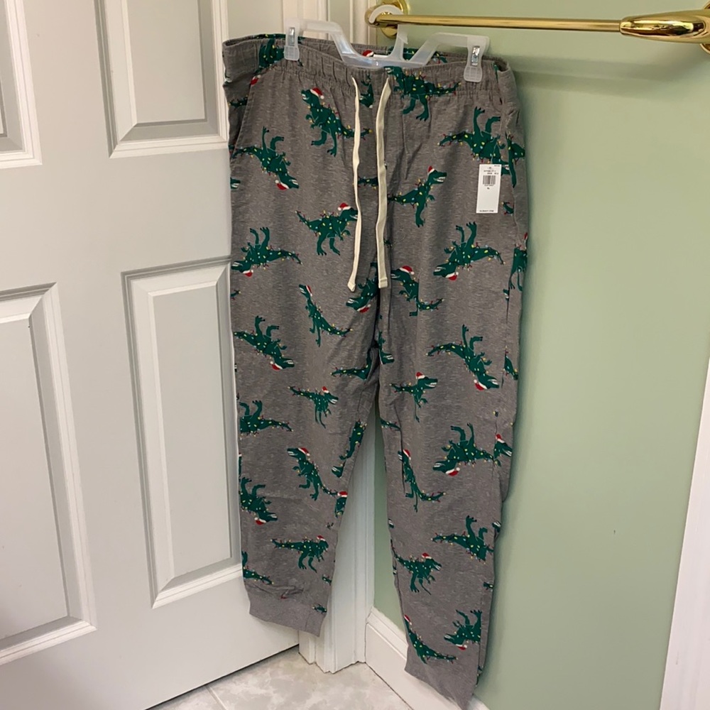 Adorable Christmas dinosaur long joggers